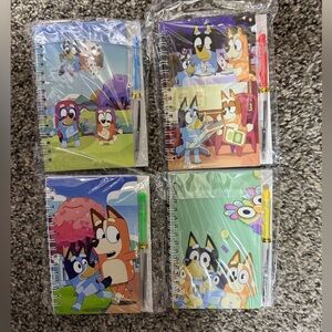 NEW 4PC Bluey Spiral Notebooks Set with Pens